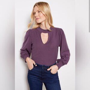 Nation LTD Top Womens Shelby Long Sleeve Tee 100% Cotton Purple Size Large